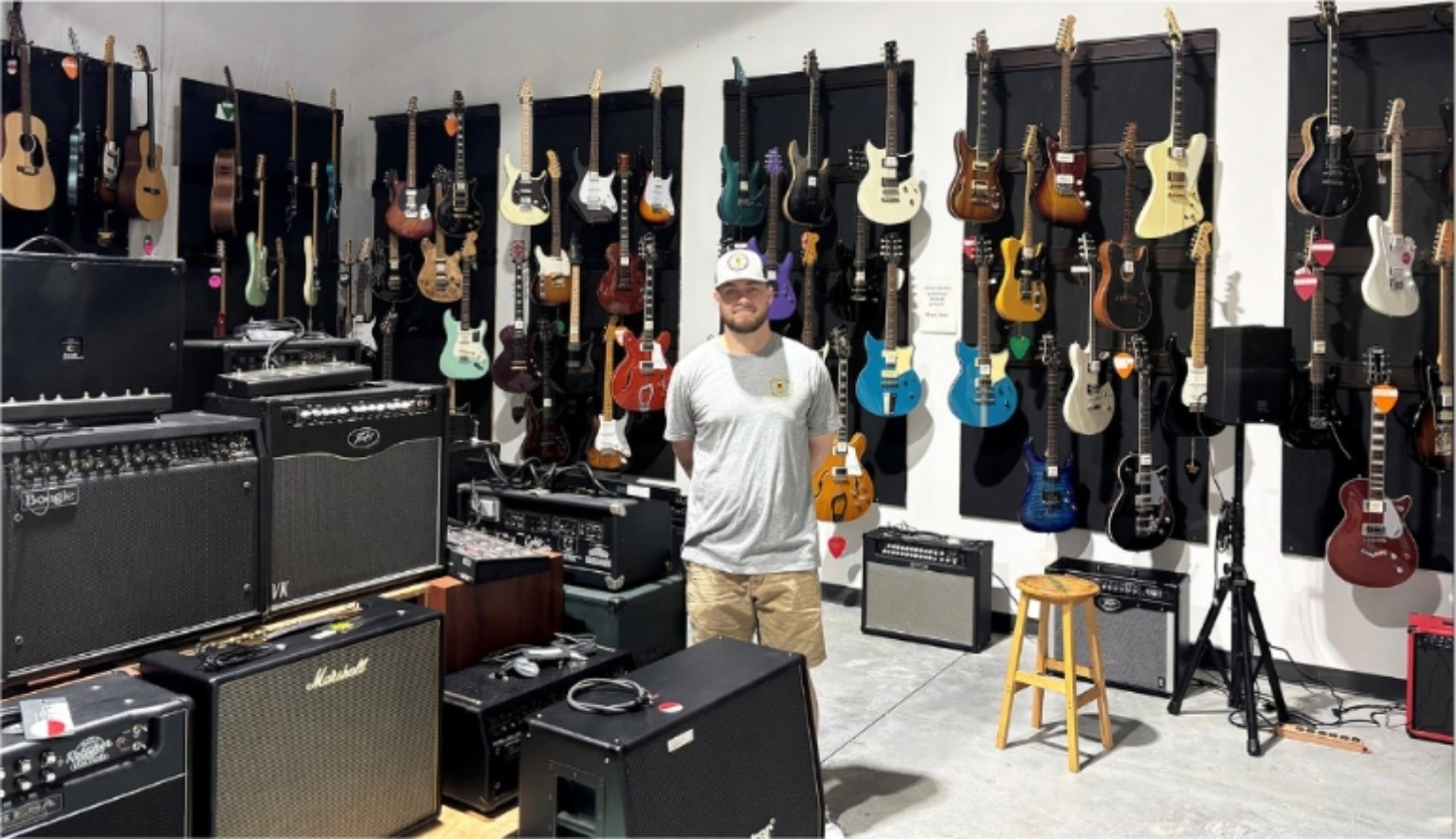 Inside Deloach’s Music – House of Tone, with guitars and amplifiers on display