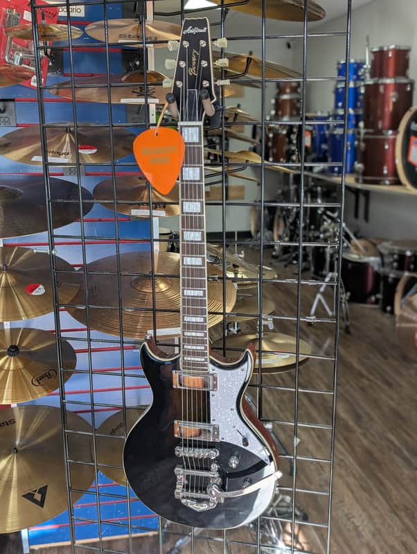 Aria Pro II 212-MK2 Bowery Chambered Electric Guitar with Vibrato – Black